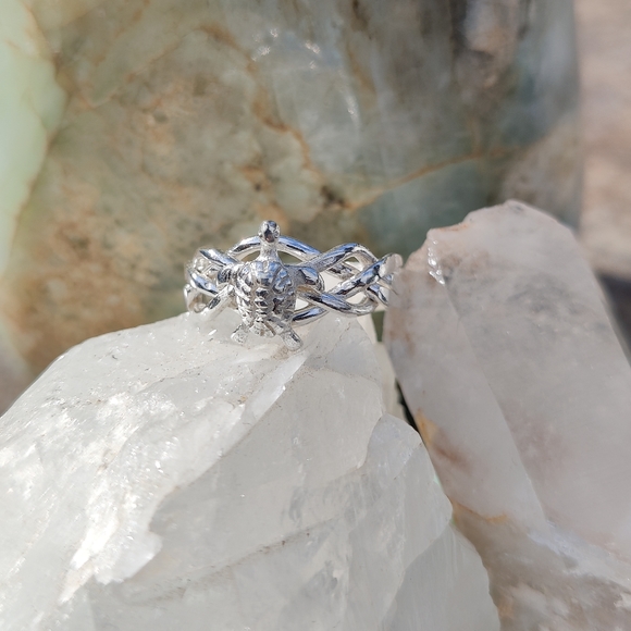 4-Band TURTLE Puzzle Ring, 925 Sterling Silver - Picture 6 of 11